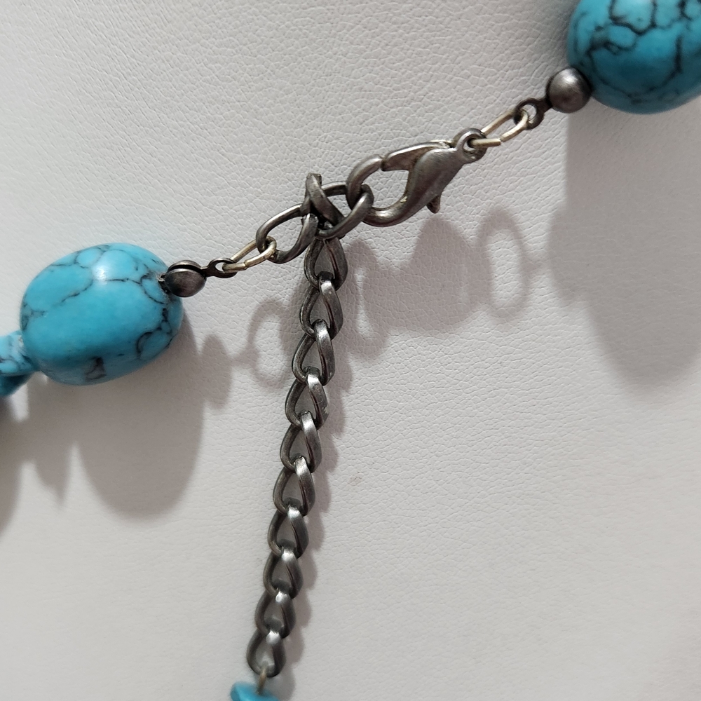 VINTAGE Turquoise Beaded Necklace Sterling Silver - Picture 5 of 7
